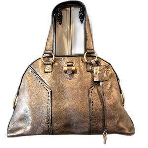 Yves Saint Laurent Golden Brown Leather Large Muse Satchel - EUC